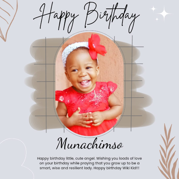 Eine Geburtstagskarte mit einem Foto eines Mädchens in einem roten Kleid, geschmückt mit bunten Ballons, Girlanden und Konfetti, mit der Aufschrift "Herzlichen Glückwunsch zum Geburtstag!" in einer festlichen Schriftart.