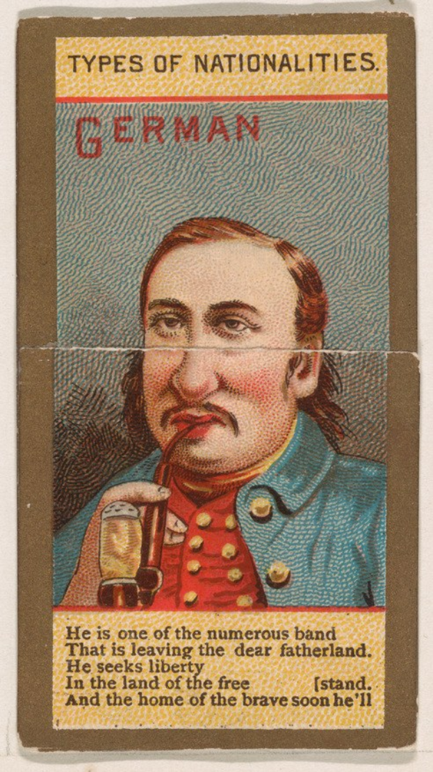 Plakat eines Mannes in deutscher Militäruniform mit einem Glas Bier in der Hand, wobei das Wort "deutsch" auf dem Plakat zu sehen ist.
