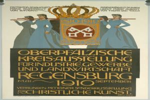 Plakat für die deutsche Revolution von 1910, das eine Gruppe von Menschen und eine Krone zeigt.