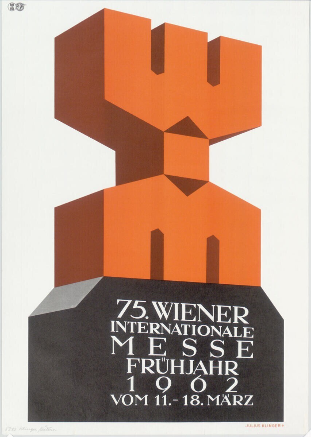 Plakat für die 75. Internationale Messe Frühling in München, Deutschland, mit einer farbenfrohen zentralen Skulptur und Textdetails.