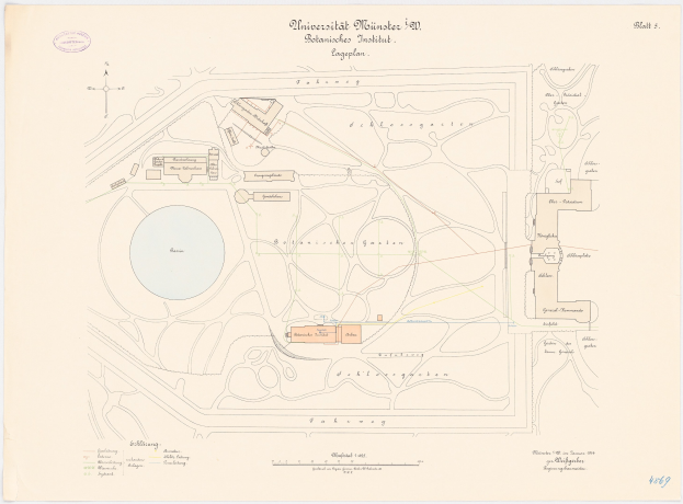 Detailierte Karte von Berlin, Deutschland, die die Universität Münster in der Mitte hervorhebt, mit Gebäuden, Straßen und Annehmlichkeiten.