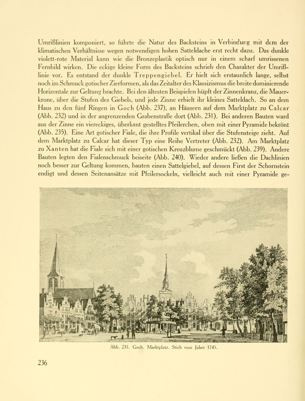 Ein aufgeschlagenes Buch mit einer Stadtansicht-Illustration, das Gebäude, Bäume und Menschen zeigt, sowie begleitenden Text.