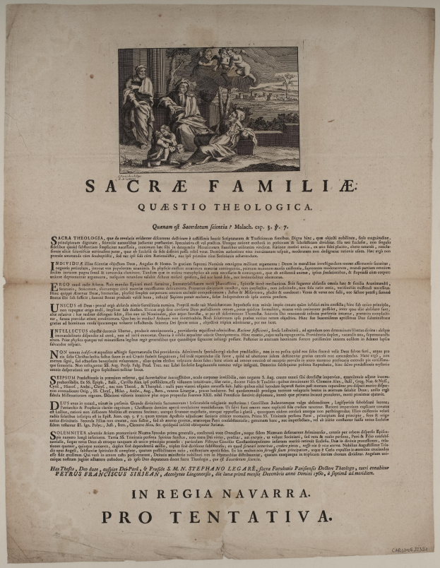 Ein altes Buch mit einem Bild einer strahlenden Familie auf dem Cover, das einen Mann in einem blauen Hemd, eine Frau in einem weißen Kleid und ein Kind zeigt, das zu ihnen hochschaut, mit geschwungener Schrift und einem dekorativen Rand.