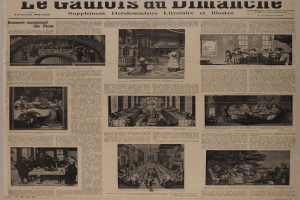 Eine alte Zeitungsseite mit Text und verschiedenen Bildern, die einen Blick in die Vergangenheit gewähren.