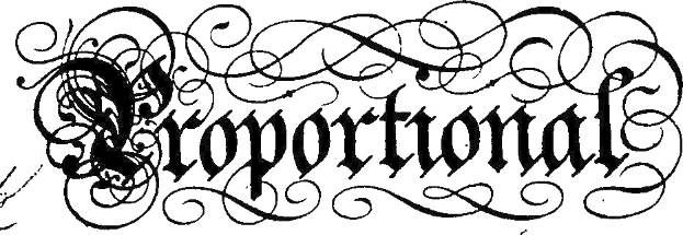 Schwarze und weiße kalligraphische Zeichnung des Wortes "corporation" umgeben von komplexen Schwüngen und Verzierungen.